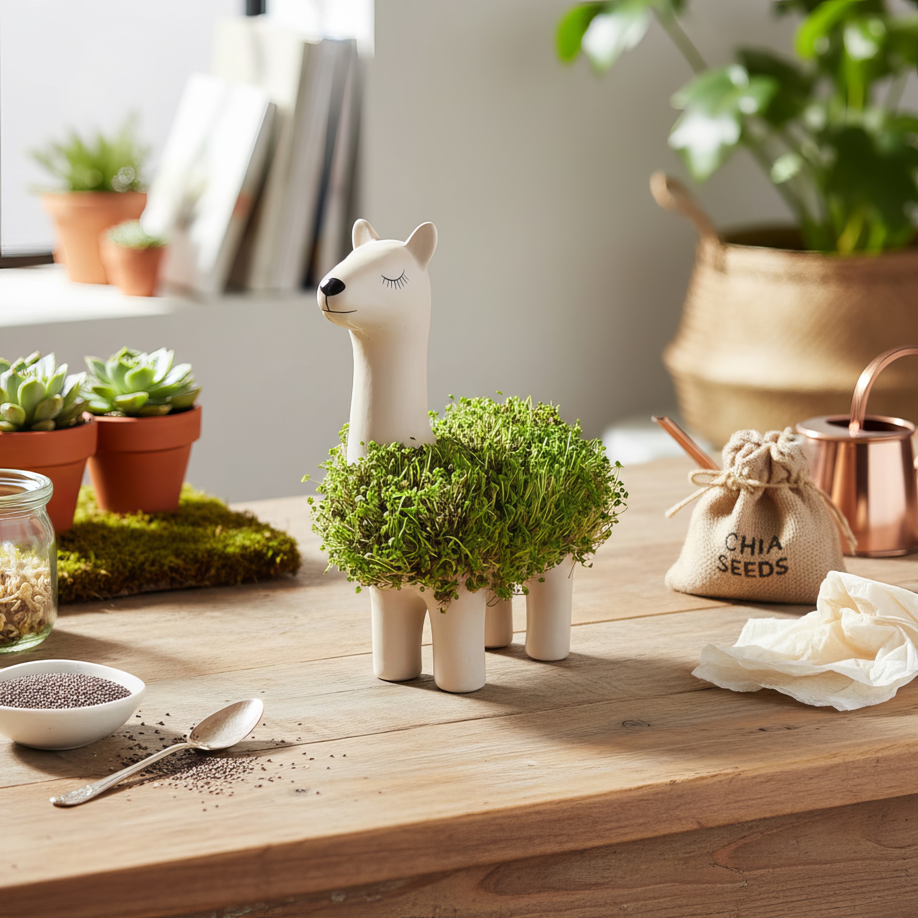 Lama en céramique - Kit pour faire pousser vos graines de chia