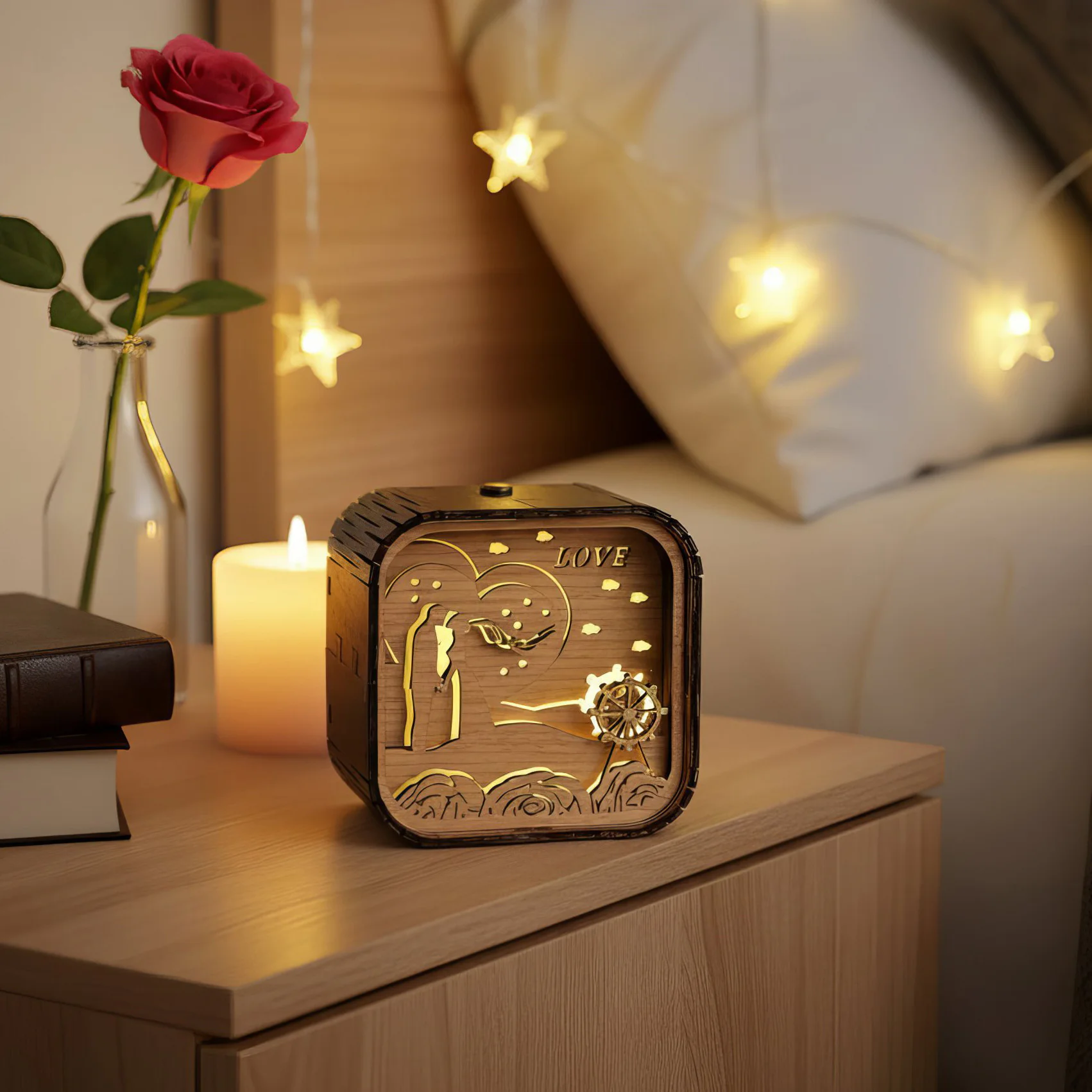 Boîte à musique 3D illuminé - L'horizon des amoureux